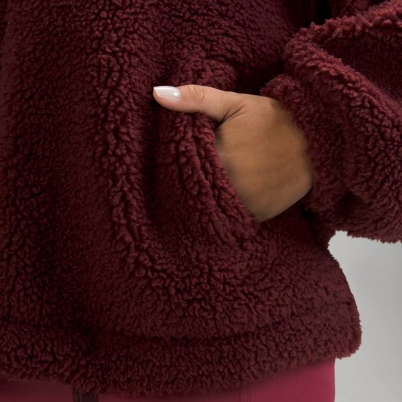Lululemon Cinchable Fleece Zip-Up (Red Merlot, Size 10, NEW) - Picture 5 of 9